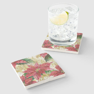 Posavasos De Piedra Holiday Poinsettia