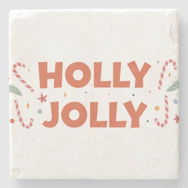 Posavasos De Piedra Holly Jolly Candy Canes (Anverso)