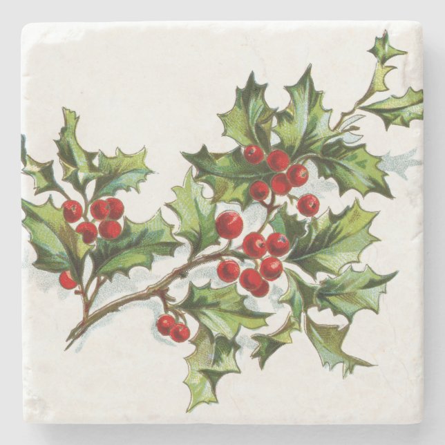 Posavasos De Piedra HollyBerries 001 (Anverso)