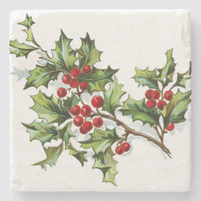 Posavasos De Piedra HollyBerries 002 (Anverso)