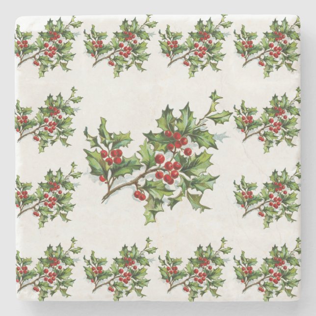 Posavasos De Piedra HollyBerries 014 (Anverso)