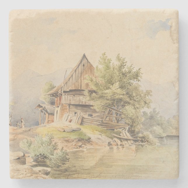 Posavasos De Piedra Holzhütte am See - Carl Lafite (Anverso)