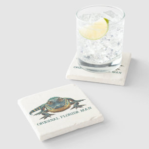 Posavasos De Piedra Hombre original de Florida con lagarto