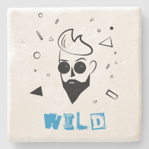 Posavasos De Piedra Hombre salvaje - Hombre esbozado en negro, blanco