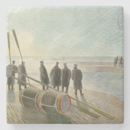 Posavasos De Piedra Hombres en la playa (trabajo peligroso con baja ma