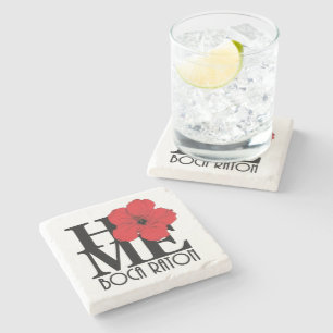 Posavasos De Piedra HOME Boca Raton Red Hibiscus