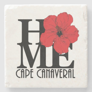 Posavasos De Piedra HOME Cabo CanaveralRojo Hibiscus