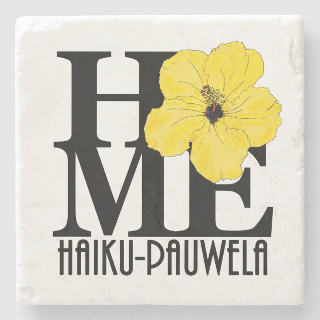 Posavasos De Piedra HOME Haiku-Pauwela hibiscus amarillo (Anverso)