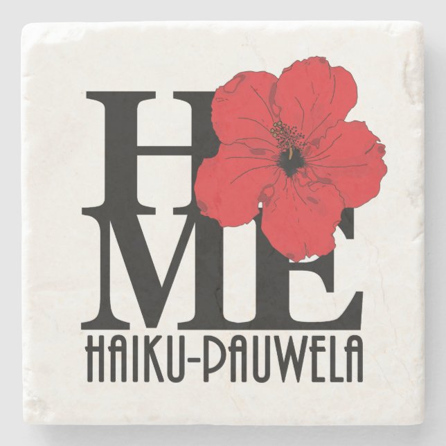 Posavasos De Piedra HOME Haiku-Pauwela Red Hibiscus (Anverso)