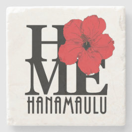 Posavasos De Piedra HOME Hanamaulu Red Hibiscus