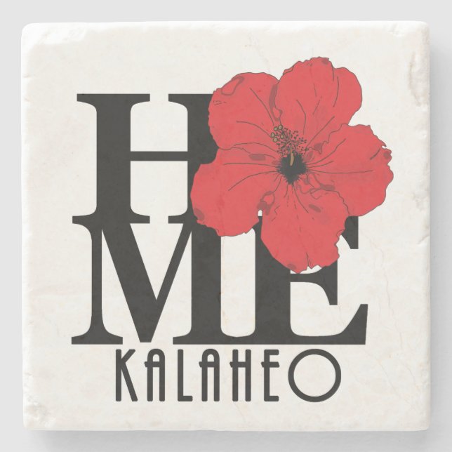 Posavasos De Piedra HOME Kalaheo HI Red Hibiscus (Anverso)