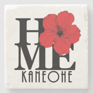 Posavasos De Piedra HOME Kaneohoe Red Hibiscus