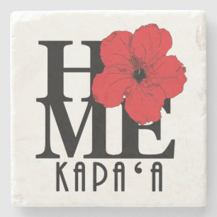 Posavasos De Piedra HOME Kapa`a Hawaii Red Hibiscus