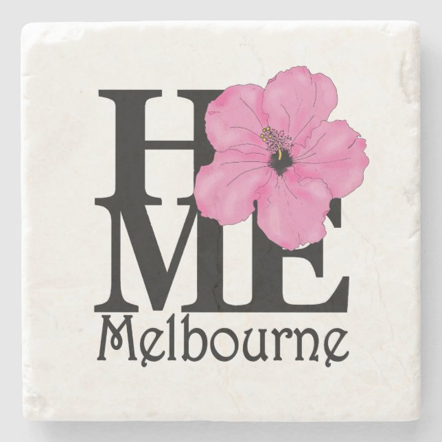 Posavasos De Piedra HOME Melbourne Pink Hibiscus (Anverso)