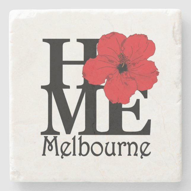 Posavasos De Piedra HOME Melbourne Red Hibiscus (Anverso)