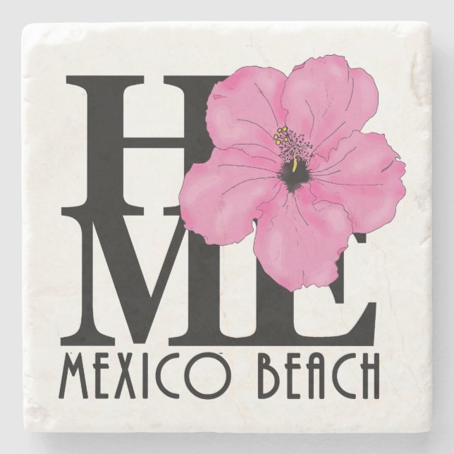Posavasos De Piedra HOME Mexico Beach Pink Hibiscus (Anverso)
