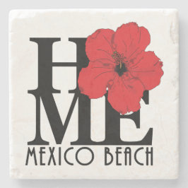 Posavasos De Piedra HOME Mexico Beach Red Hibiscus