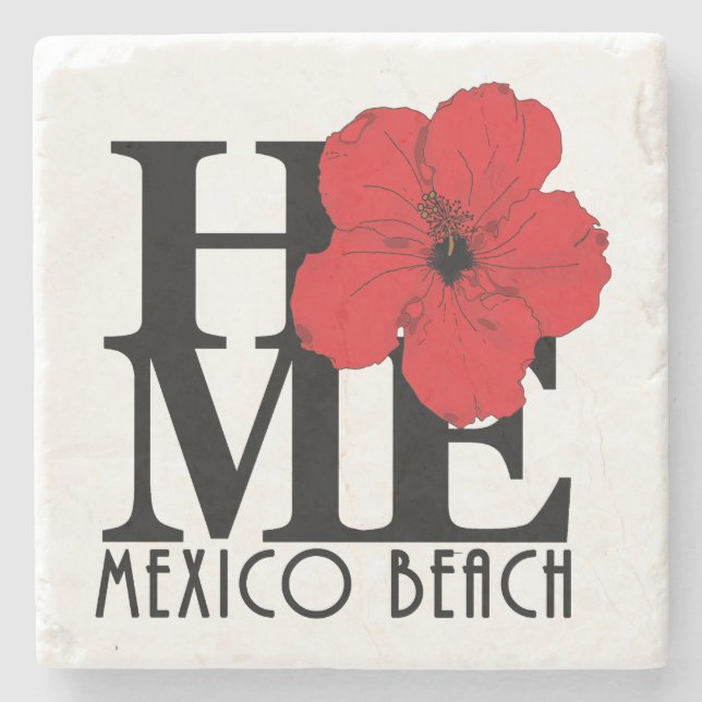 Posavasos De Piedra HOME Mexico Beach Red Hibiscus (Anverso)