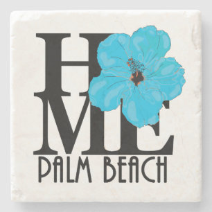 Posavasos De Piedra HOME Palm Beach Florida Blue Hibiscus