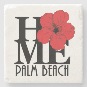 Posavasos De Piedra HOME Palm Beach Florida Red Hibiscus