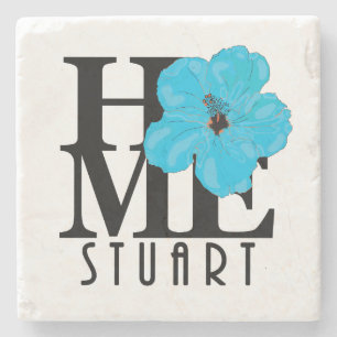 Posavasos De Piedra HOME Stuart Florida Blue Hibiscus