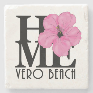 Posavasos De Piedra HOME Vero Beach Pink Hibiscus