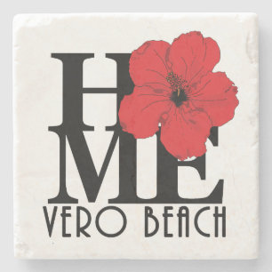 Posavasos De Piedra HOME Vero Beach Red Hibiscus