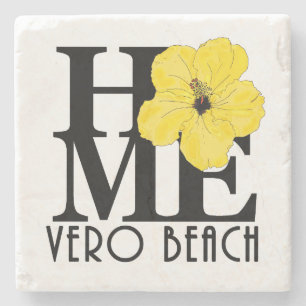 Posavasos De Piedra HOME Vero Beach Yellow Hibiscus