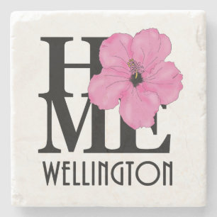 Posavasos De Piedra HOME Wellington FL Pink Hibiscus