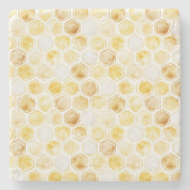 Posavasos De Piedra Honeycomb amarillo dorado (Anverso)