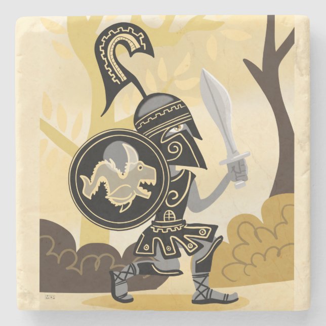 Posavasos De Piedra Hoplita griega antigua (Anverso)