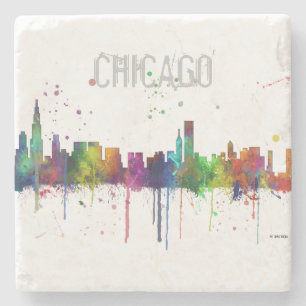 POSAVASOS DE PIEDRA HORIZONTE DE CHICAGO, ILLINOIS
