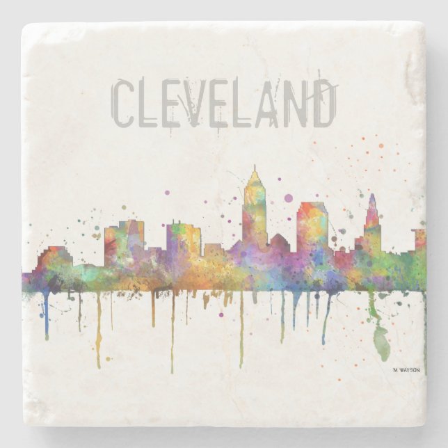 POSAVASOS DE PIEDRA HORIZONTE DE CLEVELAND, OHIO (Anverso)