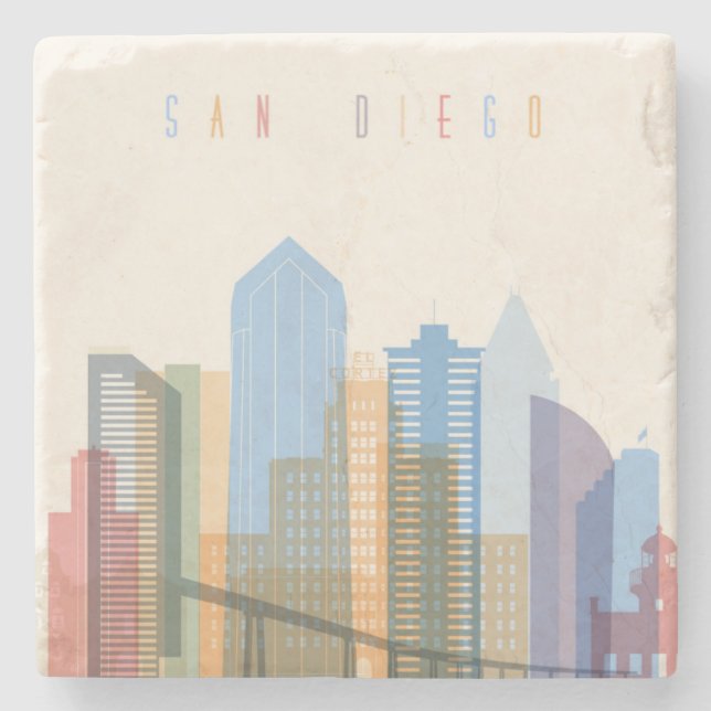 Posavasos De Piedra Horizonte de la ciudad de San Diego (Anverso)