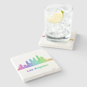 Posavasos De Piedra Horizonte de Los Ángeles del arco iris