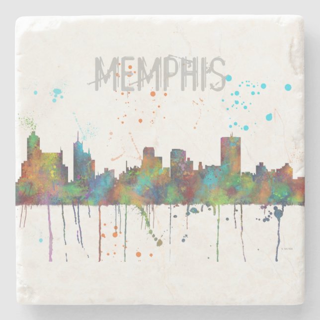 Posavasos De Piedra HORIZONTE de MEMPHIS, TENNESSEE - práctico de (Anverso)