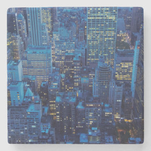 Posavasos De Piedra Horizonte de NYC, opinión de alto ángulo en la