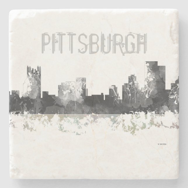 Posavasos De Piedra HORIZONTE de PITTSBURGH PENNSYLVANIA - práctico de (Anverso)