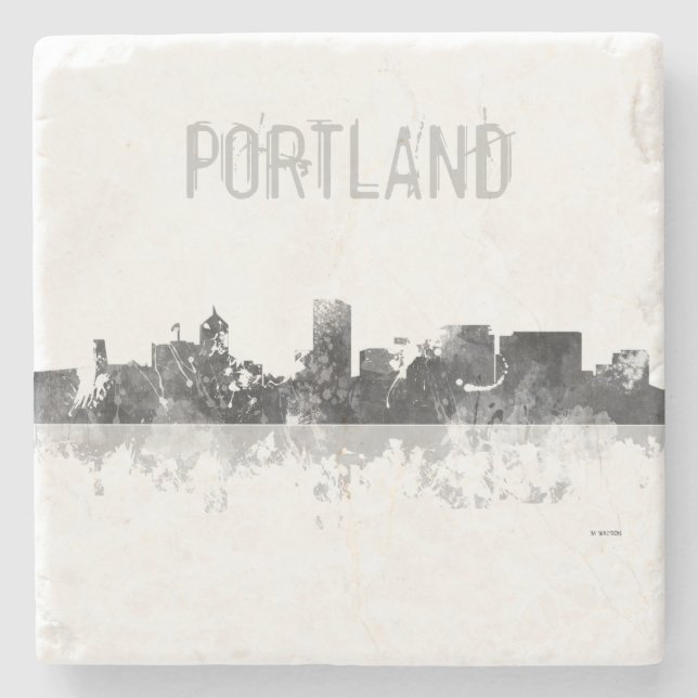 POSAVASOS DE PIEDRA HORIZONTE DE PORTLAND OREGON (Anverso)