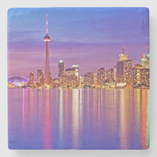 Posavasos De Piedra Horizonte de Toronto al anochecer