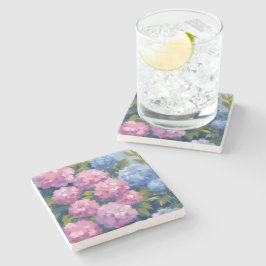 Posavasos De Piedra Hortensias de Verano | Flores Costeras Rosadas y A