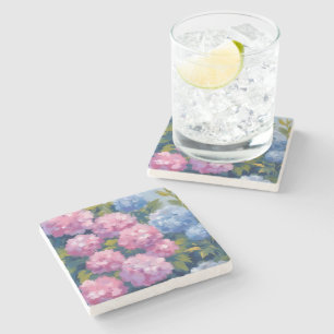 Posavasos De Piedra Hortensias de Verano Flores Costeras Rosadas y A