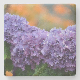 Posavasos De Piedra Hortensias Moradas Impresionistas