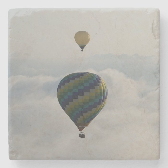 Posavasos De Piedra Hot Air Balloon Over Cloudy Tuscan Sky (Anverso)
