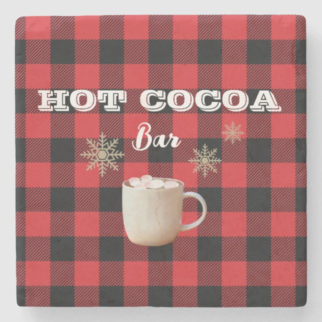 Posavasos De Piedra Hot Cocoa Bar Check Mountain (Anverso)