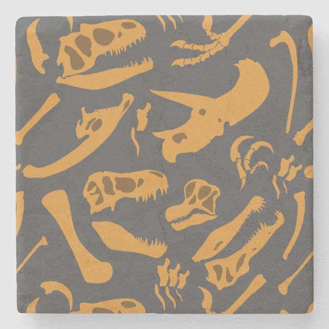 Posavasos De Piedra Huesos de dinosaurio (gris) (Anverso)