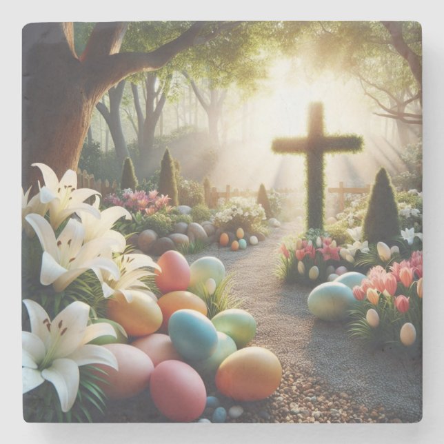 Posavasos De Piedra Huevo cruzado/de Pascua/Lilly (Anverso)