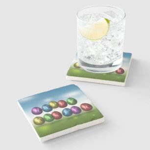 Posavasos De Piedra Huevos de Pascua felices coloridos
