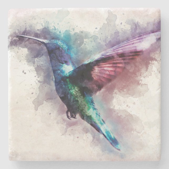 Posavasos De Piedra Hummingbird colorido (Anverso)