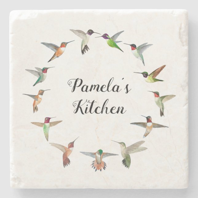 Posavasos De Piedra Hummingbirds Personalizado-norteamericano (Anverso)